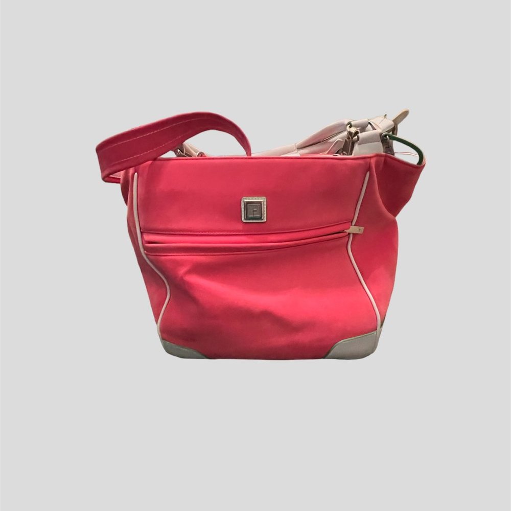 Diane Von Furstenberg pink weekend tote with accessories bags, brush, tag